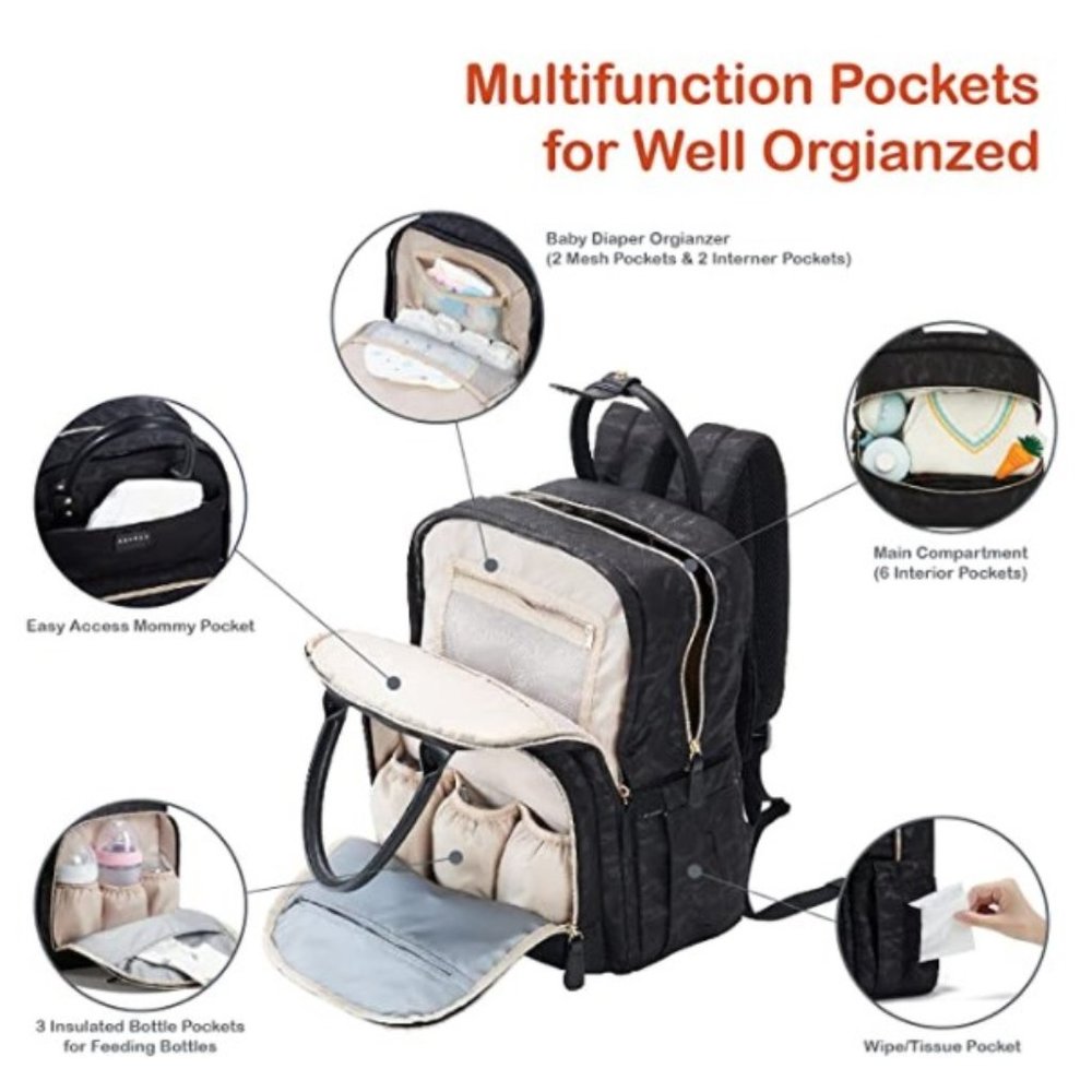 Multifunction Black Diaper Bag Backpack - image 5